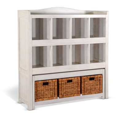 Storage Bookcase w/Trundle Bench in Marble White Finish by Sunny Designs - SD-2993MW