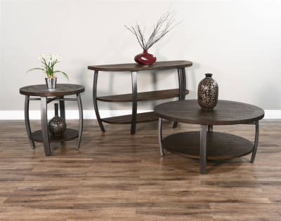 Homestead 3 Piece Occasional Table Set in Dark Brown Finish by Sunny Designs - SD-3139TL