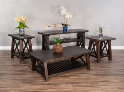 Vivian 3 Piece Occasional Table Set in Brown Finish by Sunny Designs - SD-3156RN