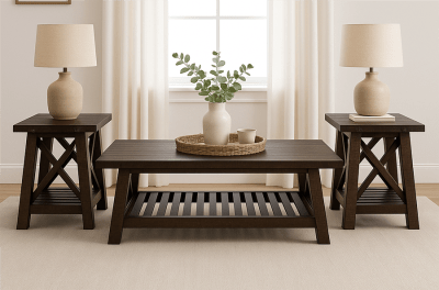 Vivian 3 Piece Occasional Table Set in Raisin Finish by Sunny Designs - SD-3156RN-C-3156RN-CS