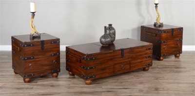 Santa Fe 3 Piece Occasional Table Set in Dark Chocolate Finish by Sunny Designs - SD-3166DC2
