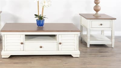 Pasadena 3 Piece Occasional Table Set in Off White/Light Brown Finish by Sunny Designs - SD-3170MB