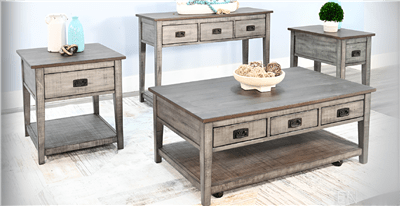 Homestead Hills 3 Piece Occasional Table Set in Tobacco and Alpine Grey by Sunny Designs - SD-3183TA-C-3183TA-CS