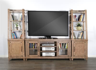 Vivian 112 Inch Entertainment Wall in Light Brown Finish by Sunny Designs - SD-3644DR-64-PL-PR
