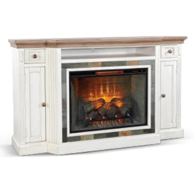 72 Inch TV Console in Marble White & Buckskin Finish by Sunny Designs - SD-3650MB