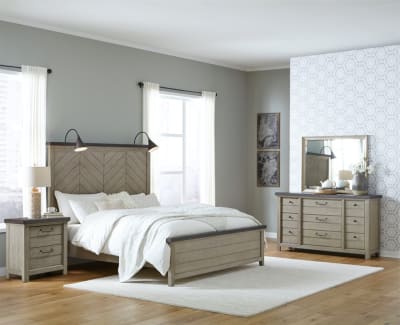 Farmhouse 6 Piece Bedroom Set in Warm Gray Finish by Samuel Lawrence - SLF-S382-BR