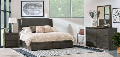 Java 6 Piece Bedroom Set in Wire Brushed Charcoal Finish by Samuel Lawrence - SLF-S614-BR