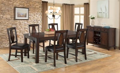 Tuscan Hills 7 Piece Dining Room Set in Burnished Walnut Finish by Vilo Home - VILO-VH1300-7PC