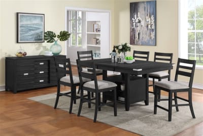 Palermo 7 Piece Counter Height Dining Set in Wired Black Finish by Vilo Home - VILO-VH2800-7PC