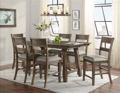 Hillcrest 7 Piece Counter Height Dining Set in Brown/Gray Finish by Vilo Home - VILO-VH4300-7PC