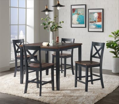 Carmel 5 Piece Counter Height Dining Set in 2-Tone Black/Brown Finish by Vilo Home - VILO-VH515