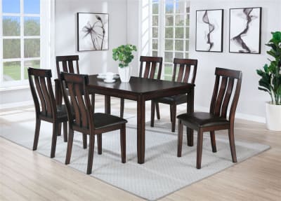 Brunswick 7 Piece Dining Room Set in Burnished Walnut Finish by Vilo Home - VILO-VH626