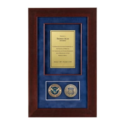 Recognition Shadow Box (Cherry) w/ Coins (ICE)