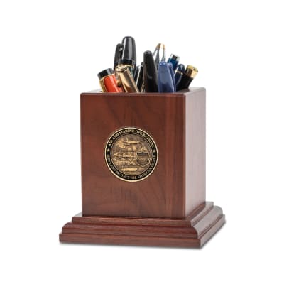 Wooden Pencil Cup w/ Coin (CBP - AMO)