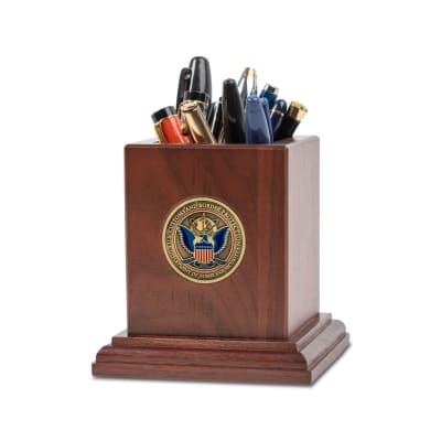 Wooden Pencil Cup w/ Coin (CBP)