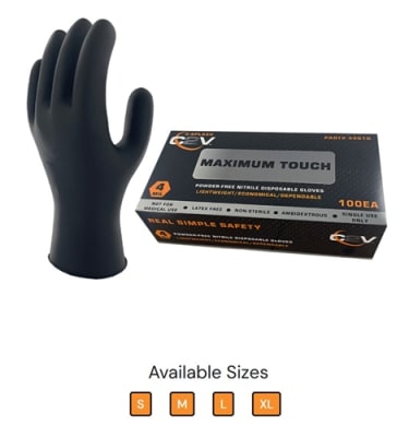 C2V Black Nitrile Disposable Glove, 4 Mil 4401G