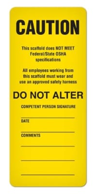 Incom Scaffold Tag Inserts, Caution, 25/pkg, SFD212PT
