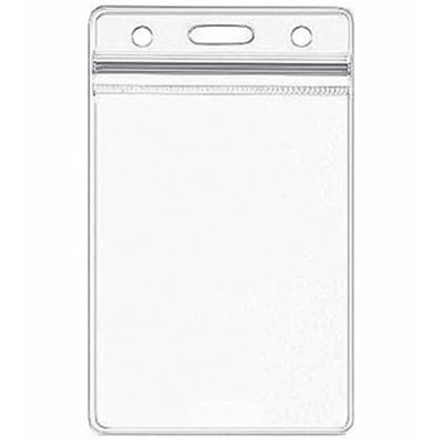 Vertical Vinyl Badge Holder with Slot and Chain Hole, 25-Pack