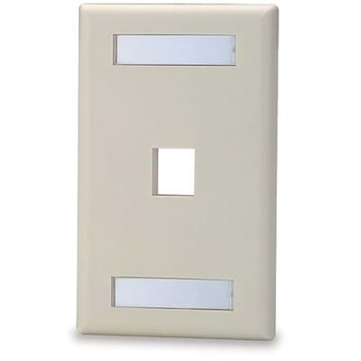 Signamax SKFL-1 1-Port Single-Gang Keystone Faceplate with Labeling Windows Ivory