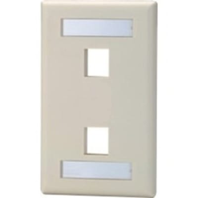 Signamax SKFL-2-DI 2-Port Single-Gang Keystone Faceplate with Labeling Windows, Ivory