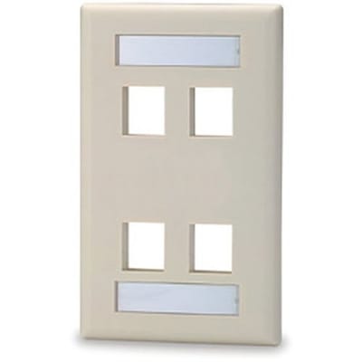 Signamax SKFL-4-DI 4-Port Single-Gang Faceplates with Labeling Windows Ivory
