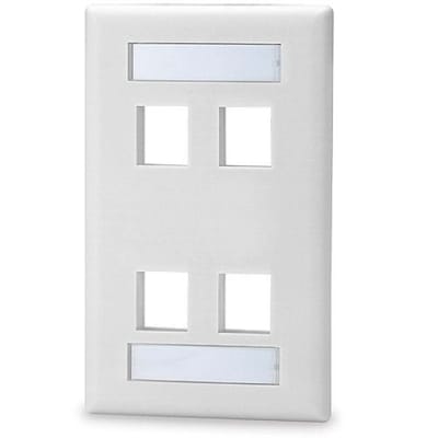 Signamax SKFL-4-WH 4-Port Single-Gang Keystone Faceplate with Labeling Windows, White