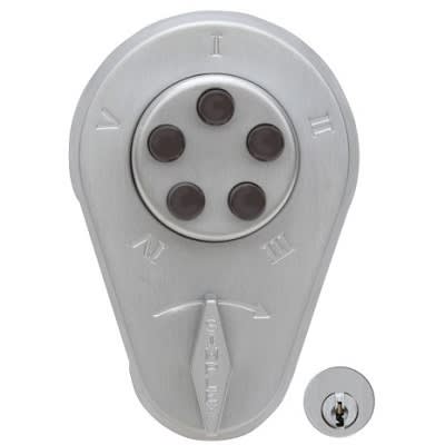 Combination Deadlatch, 1-3/8" to 1-1/2" Thick Doors, Latch Holdback, Key Override, Satin Chrome