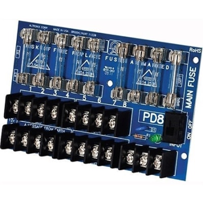 Altronix PD8 Power Distribution Module, Fused Outputs up to 28VAC/VDC, Board