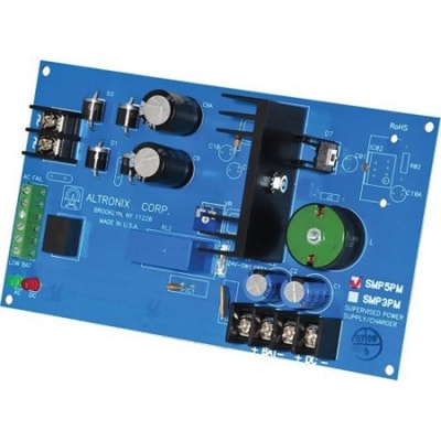 Altronix SMP5PM Supervised Power Supply Charger, Single Output, 12/24VDC at 4A, Board