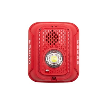 System Sensor P2RLED-SP L-Series Indoor 2-Wire LED Horn Strobe, Wall-Mount, "FUEGO", Red