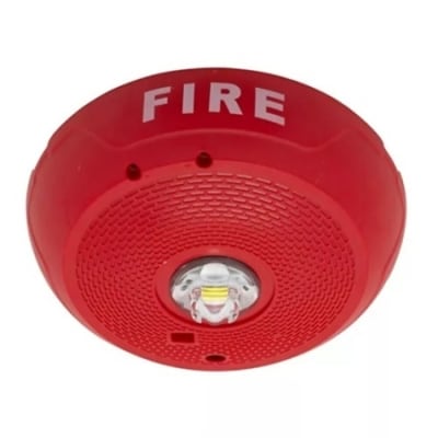 System Sensor SCRLED Series Ceiling Mount Strobe with LED, FIRE Label, Red