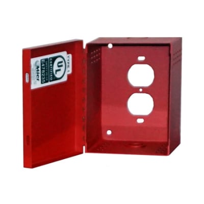 Mier BW-375RUL Transformer Cover with Hinged Screw, UL Listed, Red