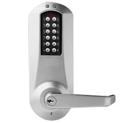E-Plex 5000 Cylindrical Lock with Privacy, Winston Lever, 100 Access Codes, 3,000 Audit Events, KIL, Schlage C Keyway, 2-3/4" Backset, 1/2" Throw, Satin Chrome
