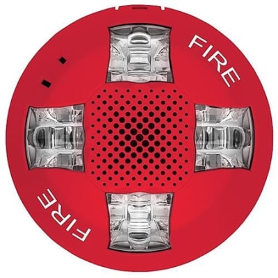 Kidde EGCAVRF Genesis EGC Ceiling Horn/Strobe, 15-115cd, Red, FIRE Marking. Room Side Wiring Plate Included