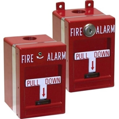 Edwards Signaling MPSR1-S45W-GE Single Action Weatherproof Manual Pull Station, SPST, Key Reset, Terminal Connections, Red