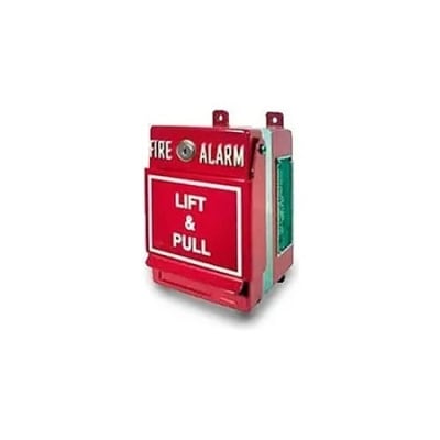 Edwards Signaling MPSR2-D45W-GE Double Action Weatherproof Manual Pull Station, DPDT, Key Reset, Terminal Connections, Red