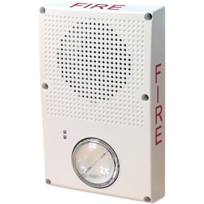 Edwards Signaling WG4WF-HVMC Genesis WG4 Series 24VDC Horn Strobe, FIRE Marking, Clear Lens, White