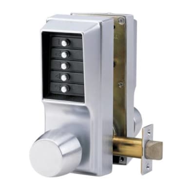 DormaKaba EE1011/EE1011-26D-41 Cylindrical Knob Lock, Combination Entry Only, Combination Exit Only, 2-3/4" Backset, 1/2" Throw Latch, Satin Chrome