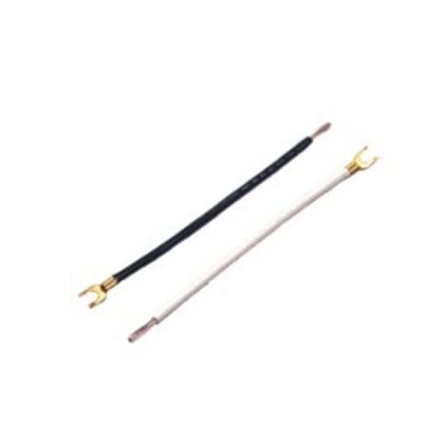 20065 8 pigtail; black two flanged terminals