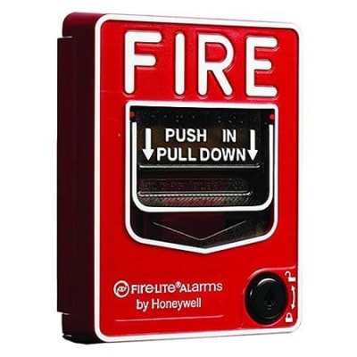 Fire-Lite BG-12LO Dual-Action Pull Station with SPST N/O Switch, Screw Terminal Connections, Key Lock, for Outdoor Use, does not Include Backbox