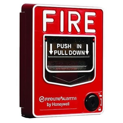 Fire-Lite BG-12LOB Dual-Action Pull Station with SPST N/O Switch, Key Lock, Outdoor Use