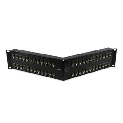 Potter UP6-F2-48K-RS UltraMAX 48-Port CAT6 Copper Patch Panel with Jacks, Detached Wire Manager, UTP, Flat, 2U, Black