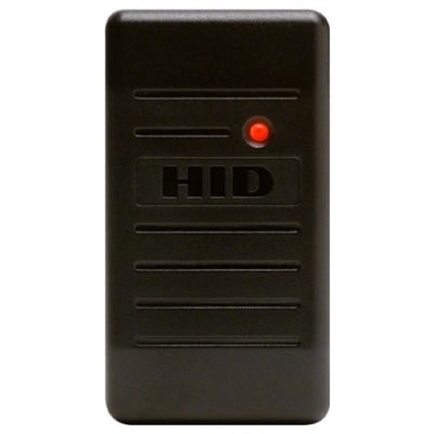 HID 6005B1B00 ProxPoint Plus Proximity Reader with Wiegand Output, Pigtail, Beep On, LED Normally Red, Reader Flashes Green on Tag Read, Designer Black