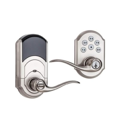Kwikset 912TNL TRL SmartCode Electronic Tustin Door Lever with Z-Wave Technology, Satin Nickel
