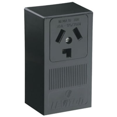Leviton 5054-P00 Surface Mount Receptacle, 30A, Black