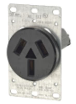 Leviton 5206-S10 Flush Mount Receptacle, 10-50R, 3-Pole, 3-Wire, Non-Grounding