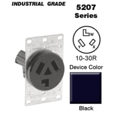 Leviton  5207-S10 30 Amp Flush Mount Receptacle, 125/250V, 10-30R, Non-Grounding