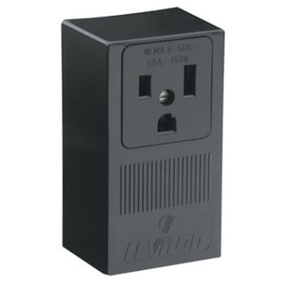 Leviton 5378-P00 Surface Mount Receptacle, 50A, 2P/3W, Black