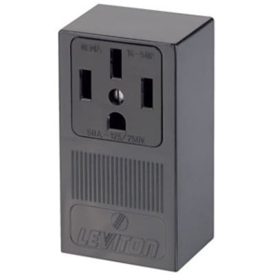 Leviton 55050-P00 Surface Mount Receptacle, 50A, 3P/4W, Black
