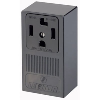 Leviton 55054-P00 Surface Mount Receptacle, 30A, 3P/4W, Black